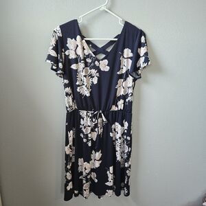 Maurices Medium Blue Floral Stretchy Summer Dress